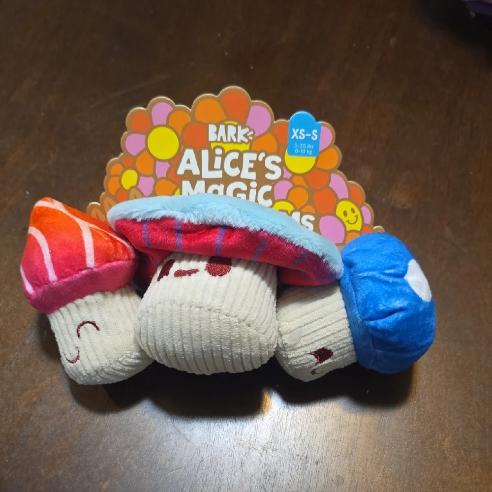 BarkAlices Magic Mushrooms  Red and Blue Dog Toys‎ NWT Size XS-S 0-20 Pounds